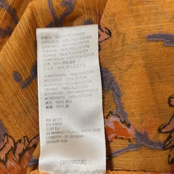 Free People Tunic Dress Keeping Up with Kara Orange Floral SHEER Boho Festival L - Picture 12 of 12